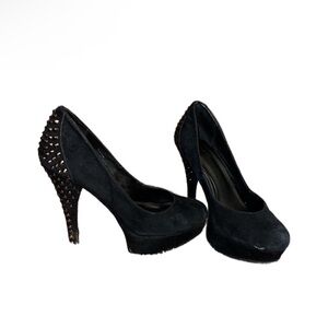 Kelsi Dagger Black Suede Studded Platform Heels – Size 6.5M